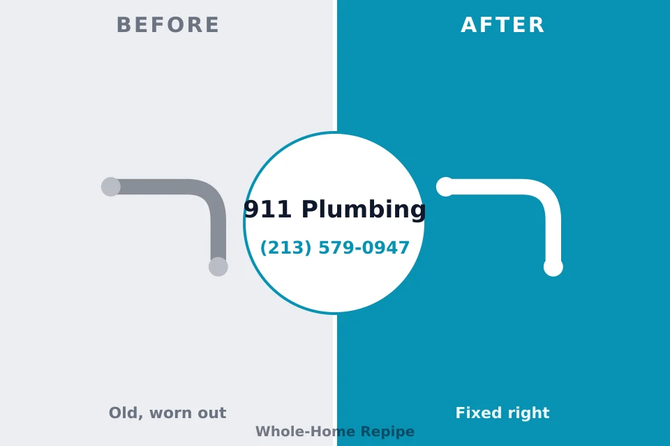 Before and after: plumbing company Los Luceros, NM